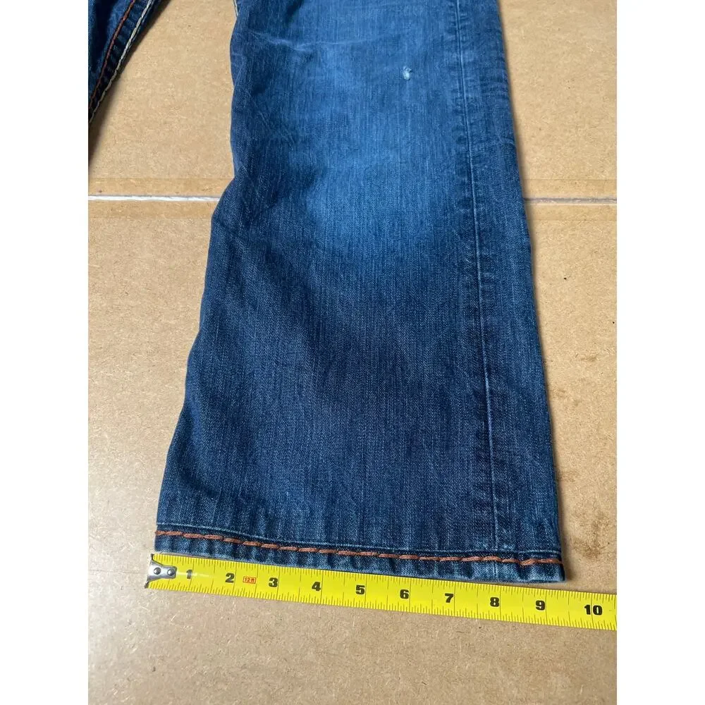 True Religion Men's Ricky Super T Jeans Size 38x28 Medium Wash Distressed Y2K